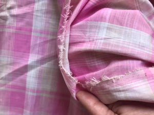 Pink Ivory Plaid Cotton Woven