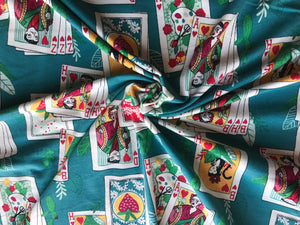 Teal Frida Playing Card Cotton Spandex