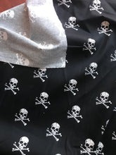Load image into Gallery viewer, Black Skull Crossbone Stretch  Twill