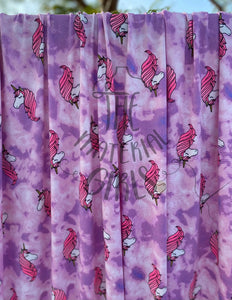 Purple Tie Dye Unicorns Double Brushed Polyester Spandex