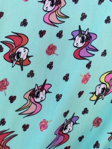 Mint Unicorn Bouquet Double Brushed Polyester Spandex CLOSEOUT