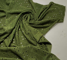Load image into Gallery viewer, Olive Eyelet Jacquard Polyester Spandex