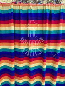 Primary Rainbow Stripe Double Brushed Polyester Spandex